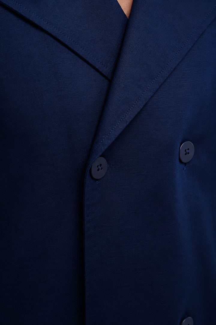 Navy Cotton Linen Coord Set