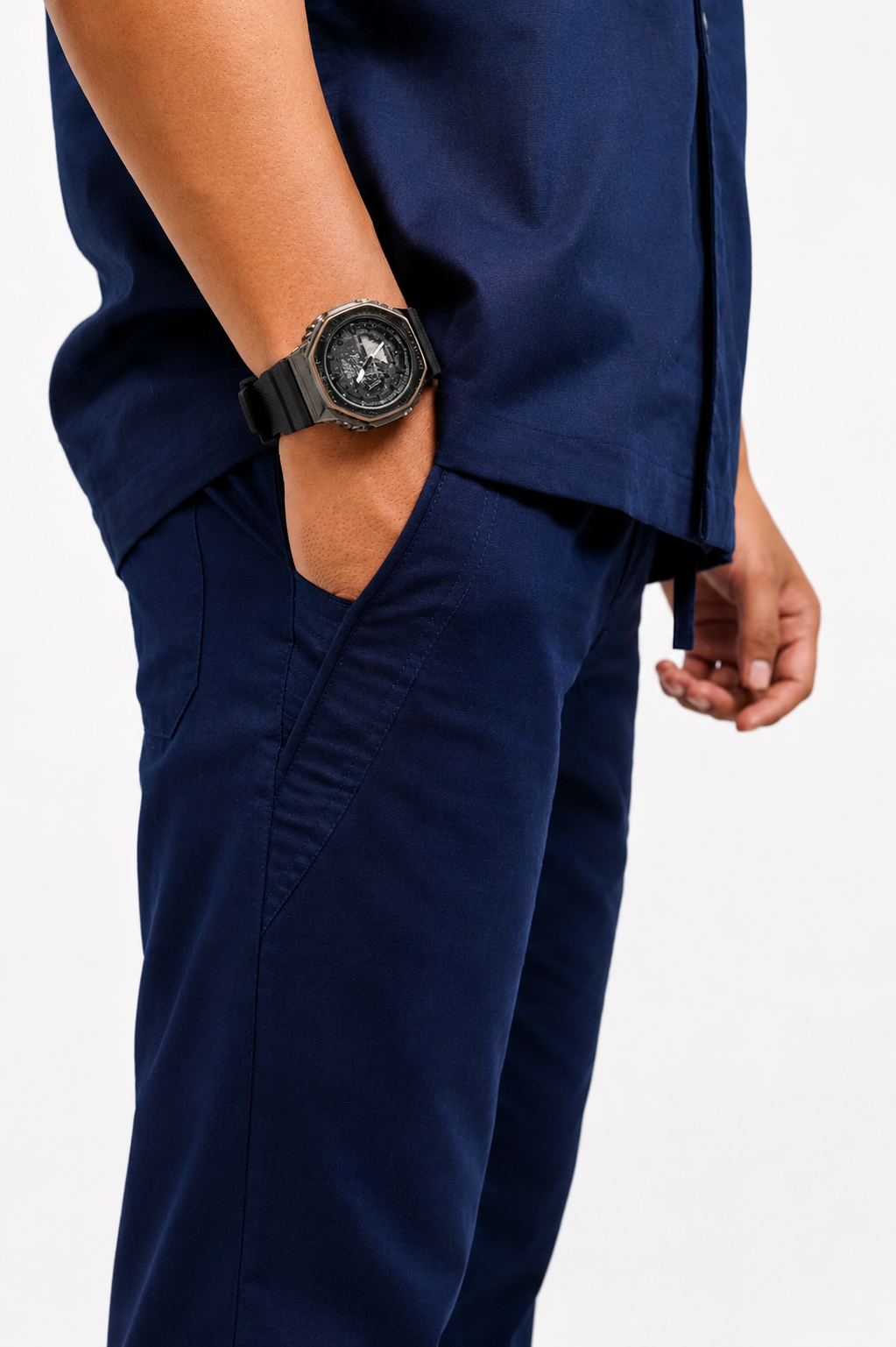 Navy Cotton Linen Coord Set