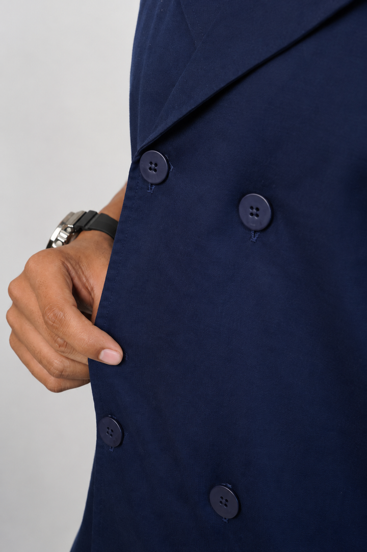 Navy Cotton Linen Coord Set