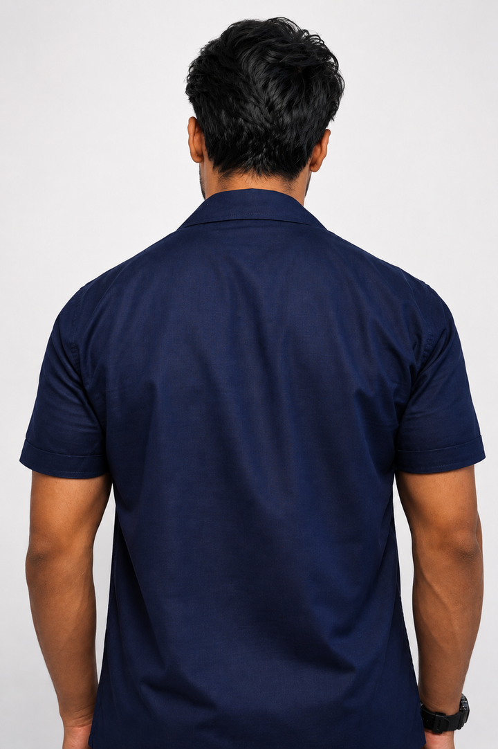 Navy Cotton Linen Coord Set