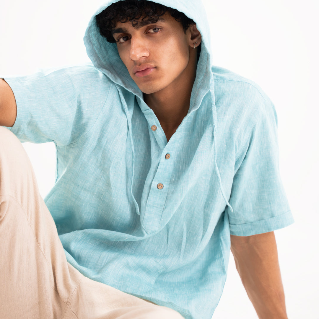 Summer Popover Hoodie - Powder Blue