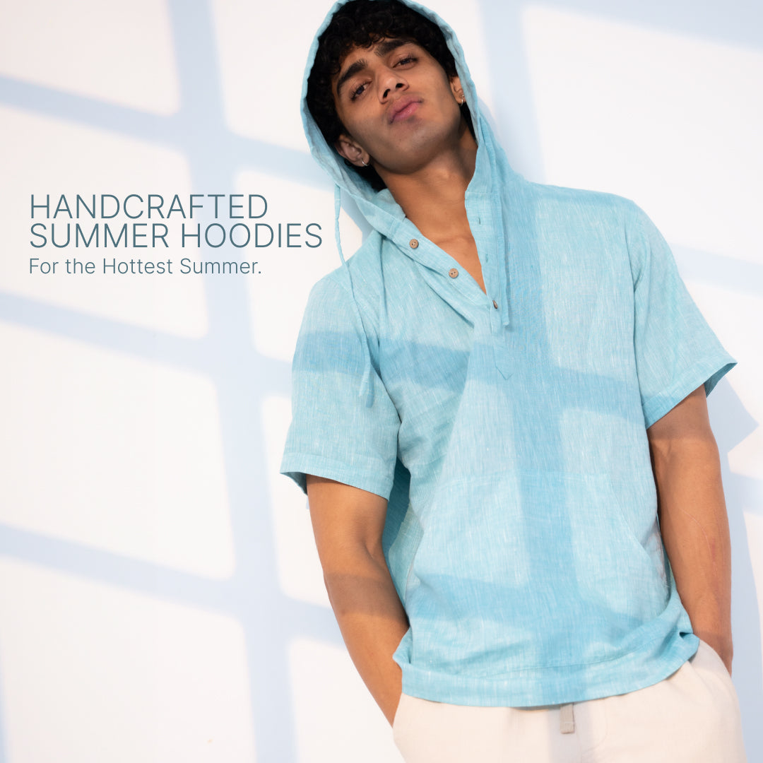 Summer Popover Hoodie - Powder Blue