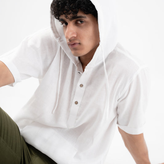 Summer Popover Hoodie - White