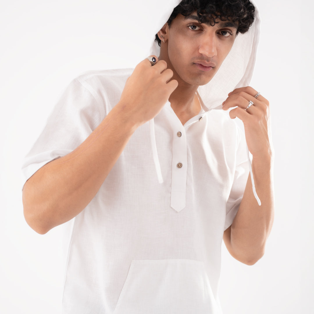 Summer Popover Hoodie - White