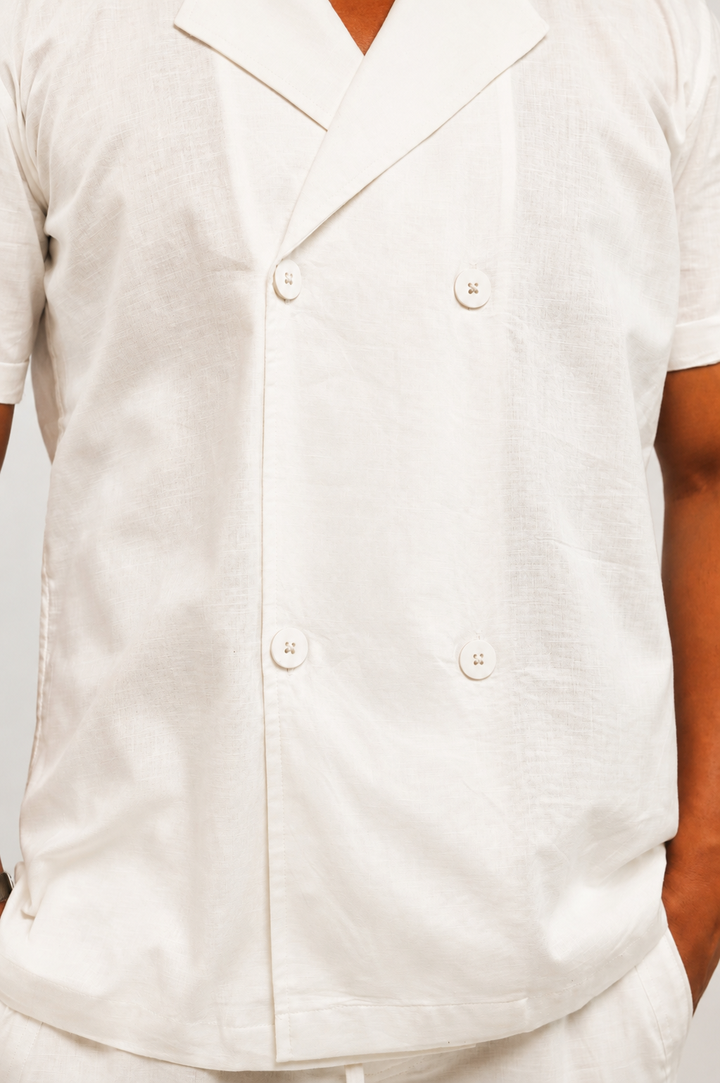 White Cotton Linen Coord Set