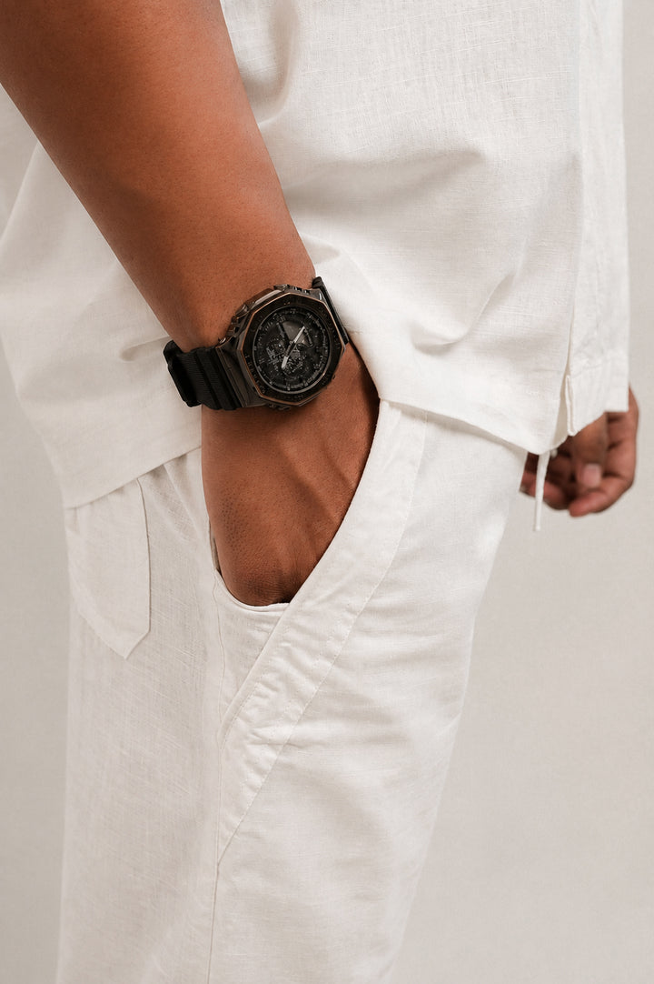 White Cotton Linen Coord Set
