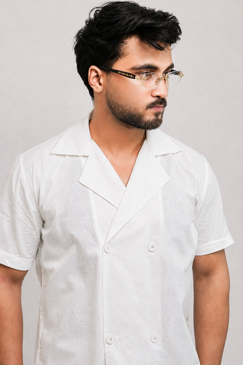 White Cotton Linen Coord Set
