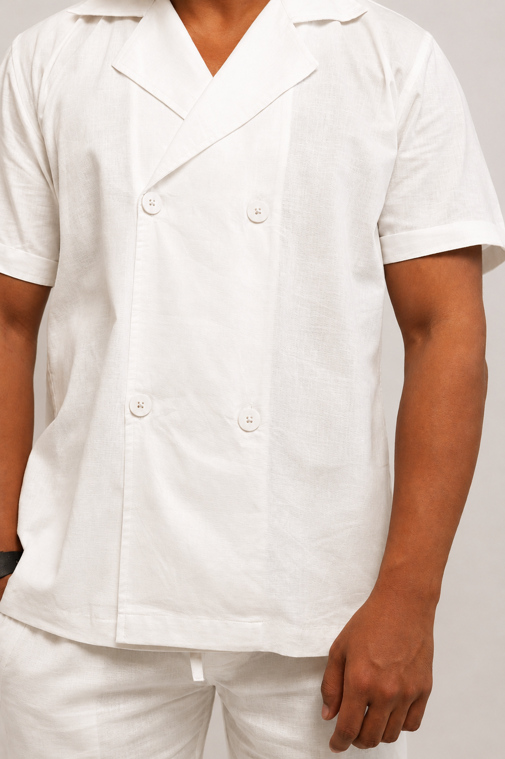 White Cotton Linen Coord Set