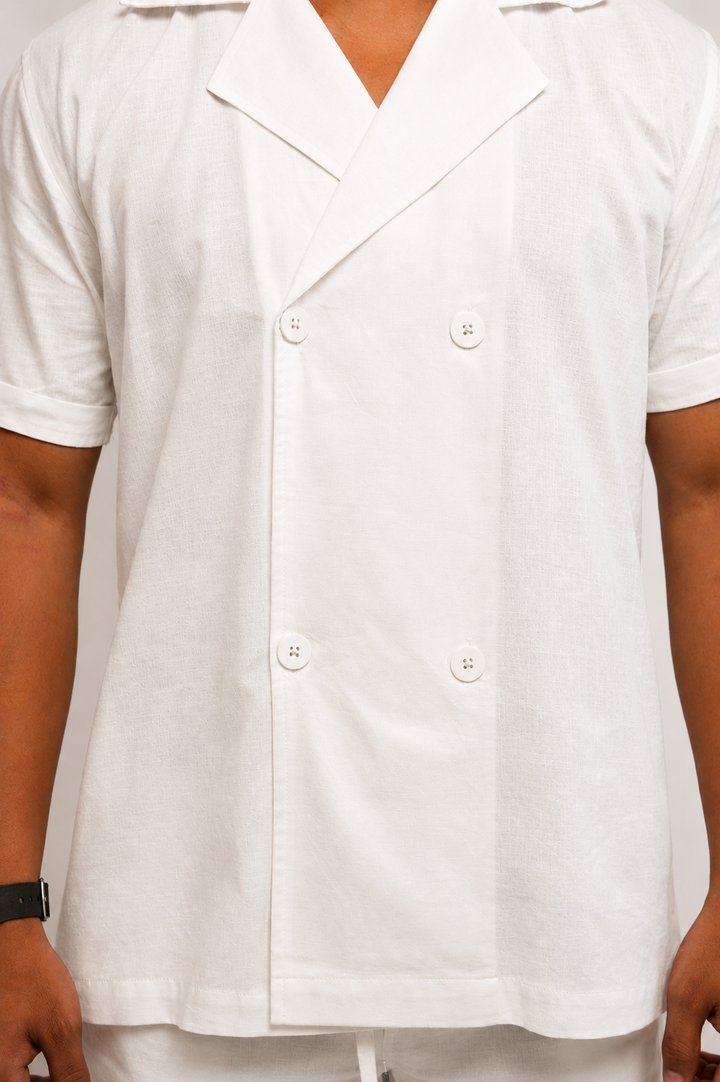 White Cotton Linen Coord Set