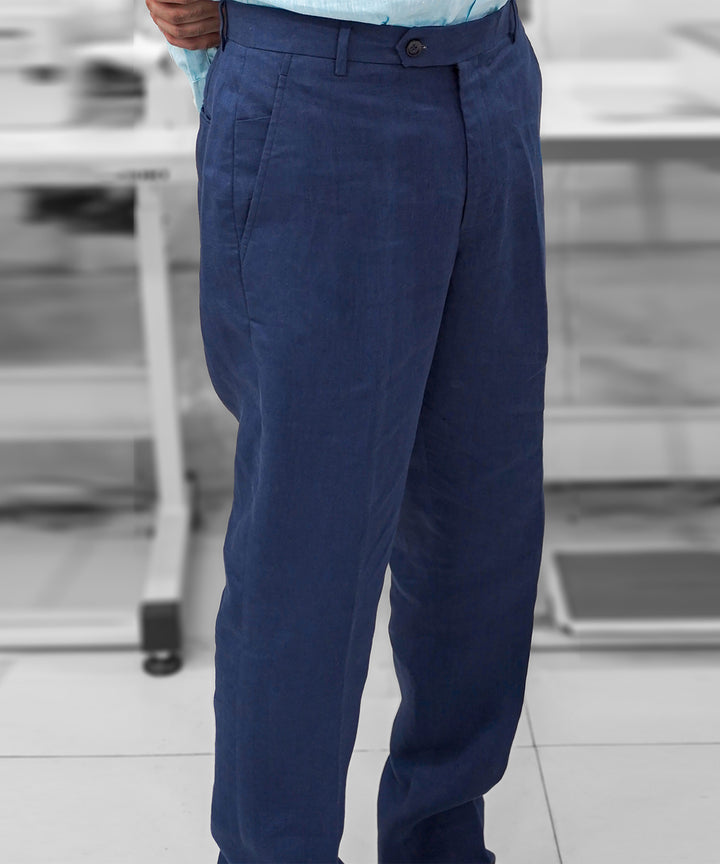 French Navy Linen Pant
