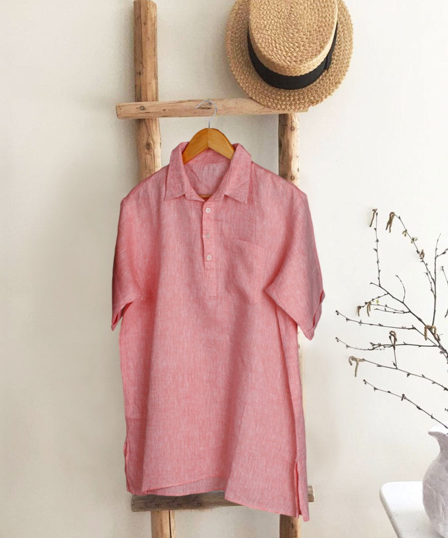Coral Pink Popover Shirt