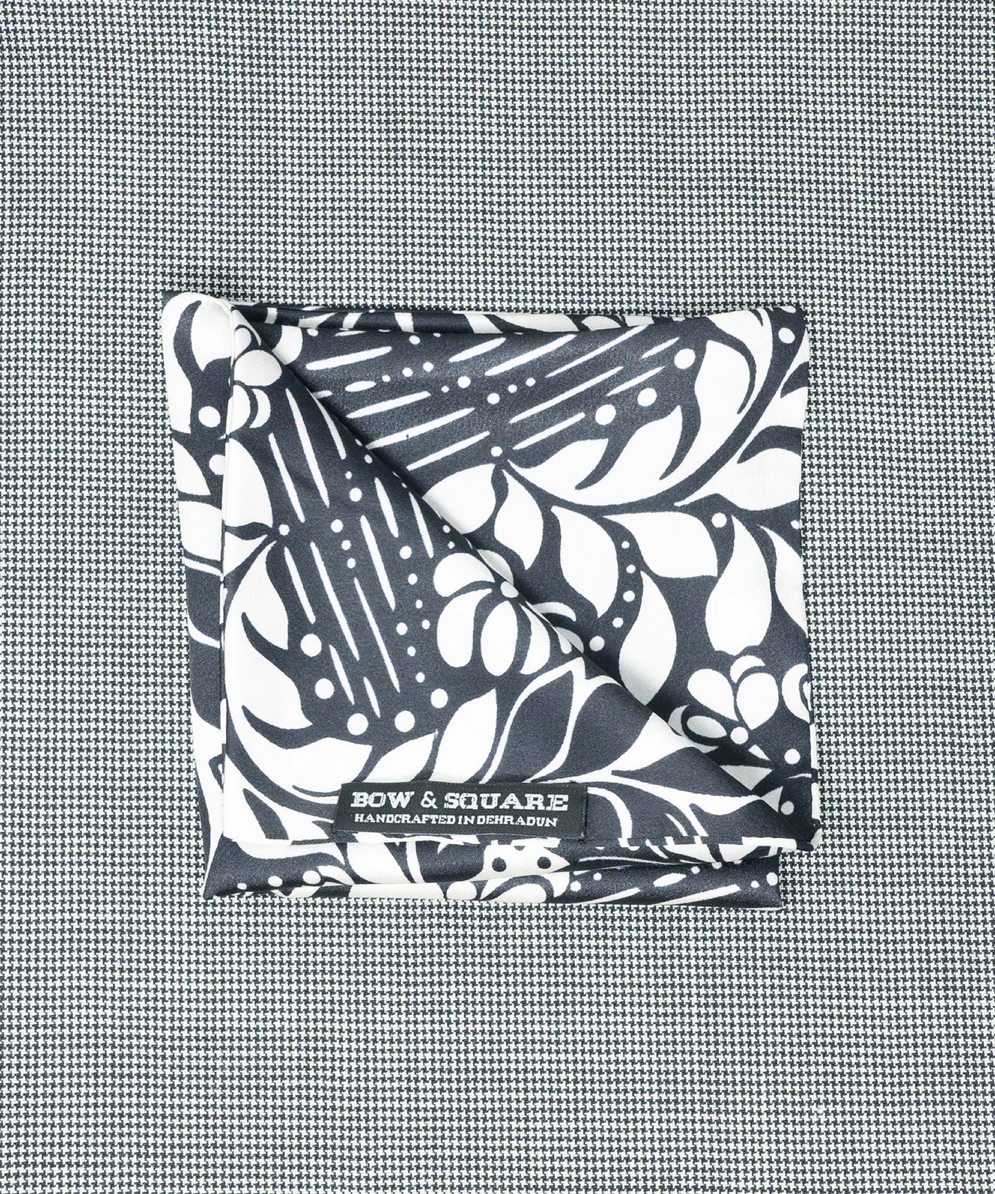Monochrome Floral Black Pocket Square
