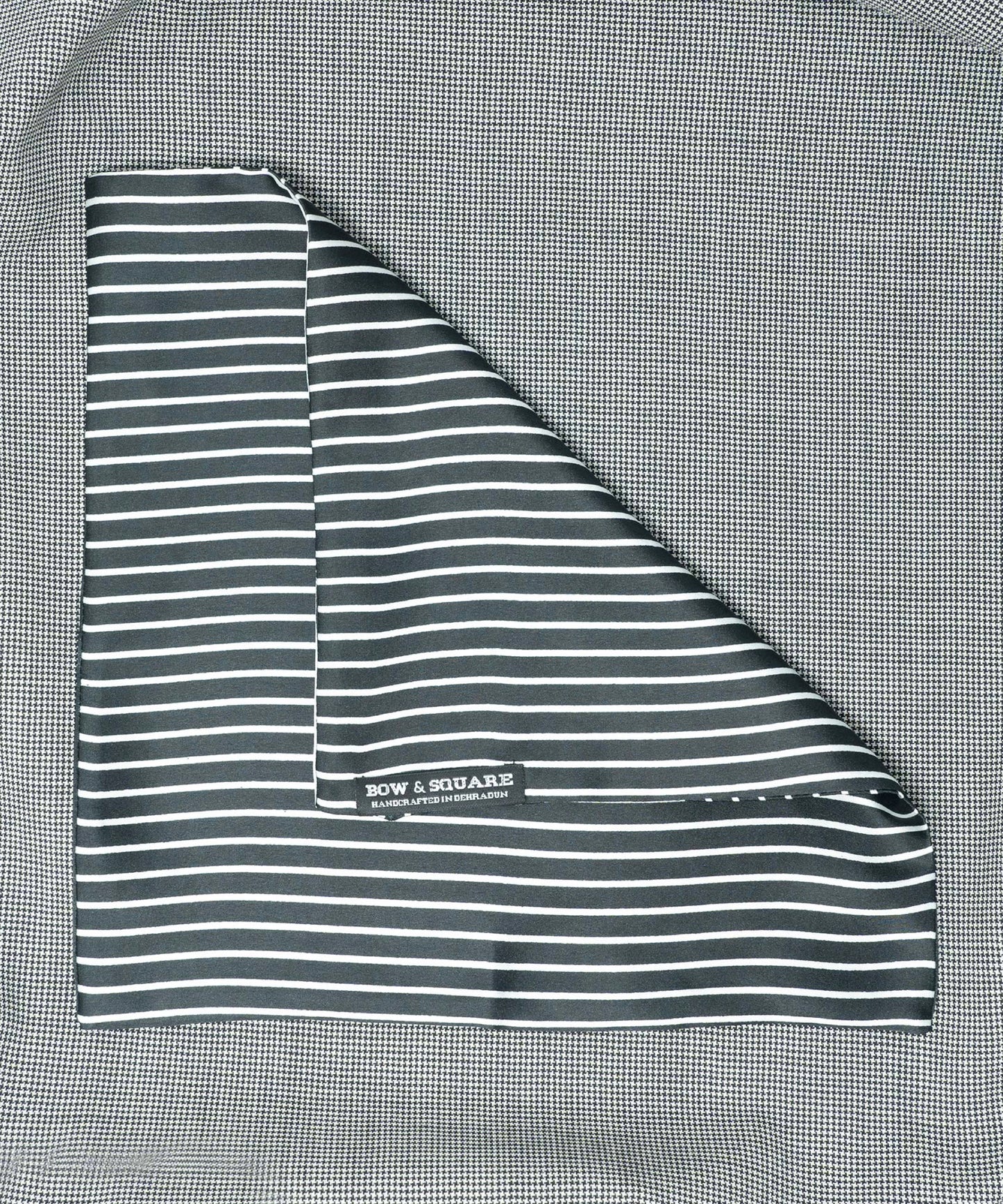 Monochrome Striped Black Pocket Square