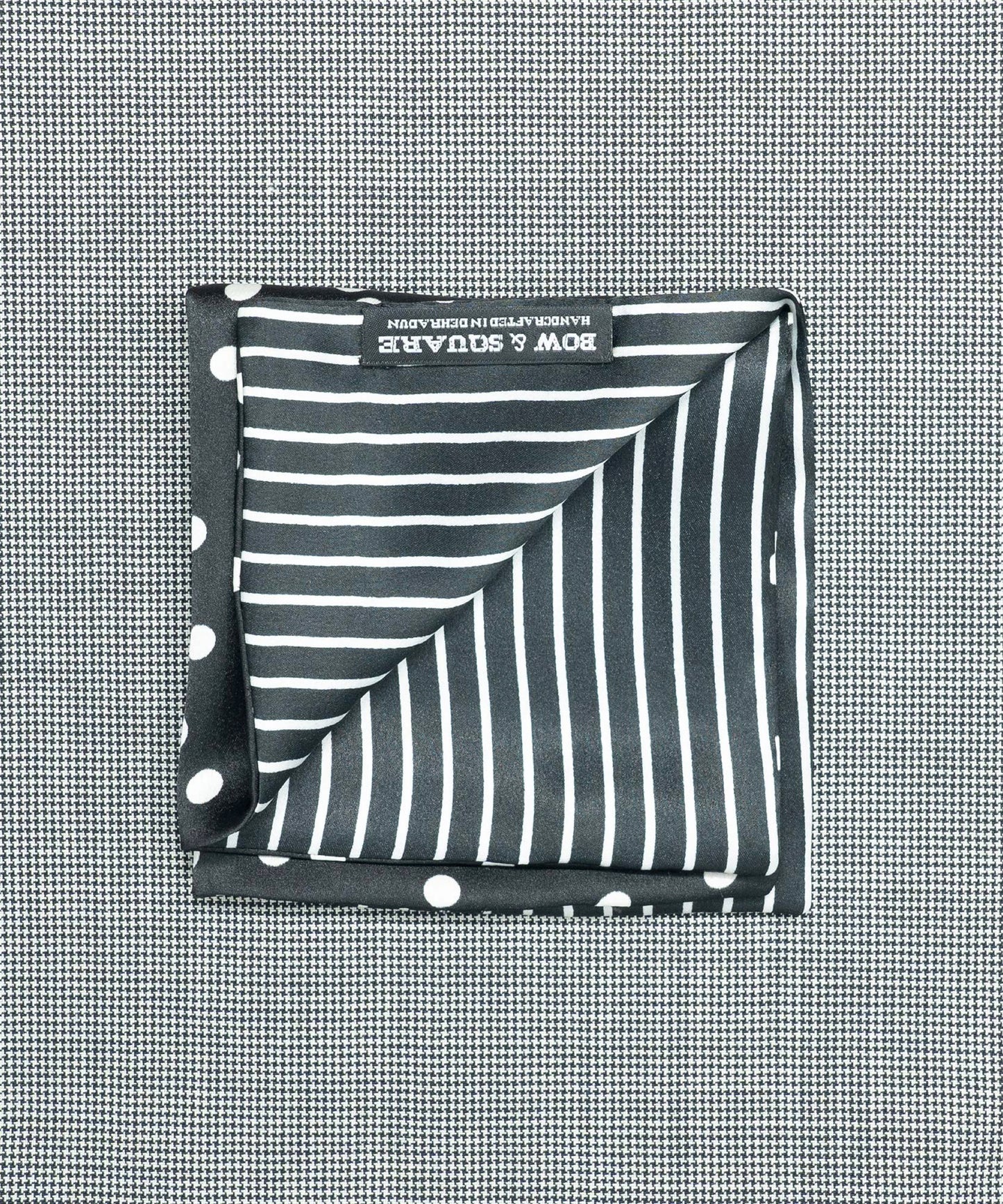 Monochrome  Polka Dot Black Pocket Square