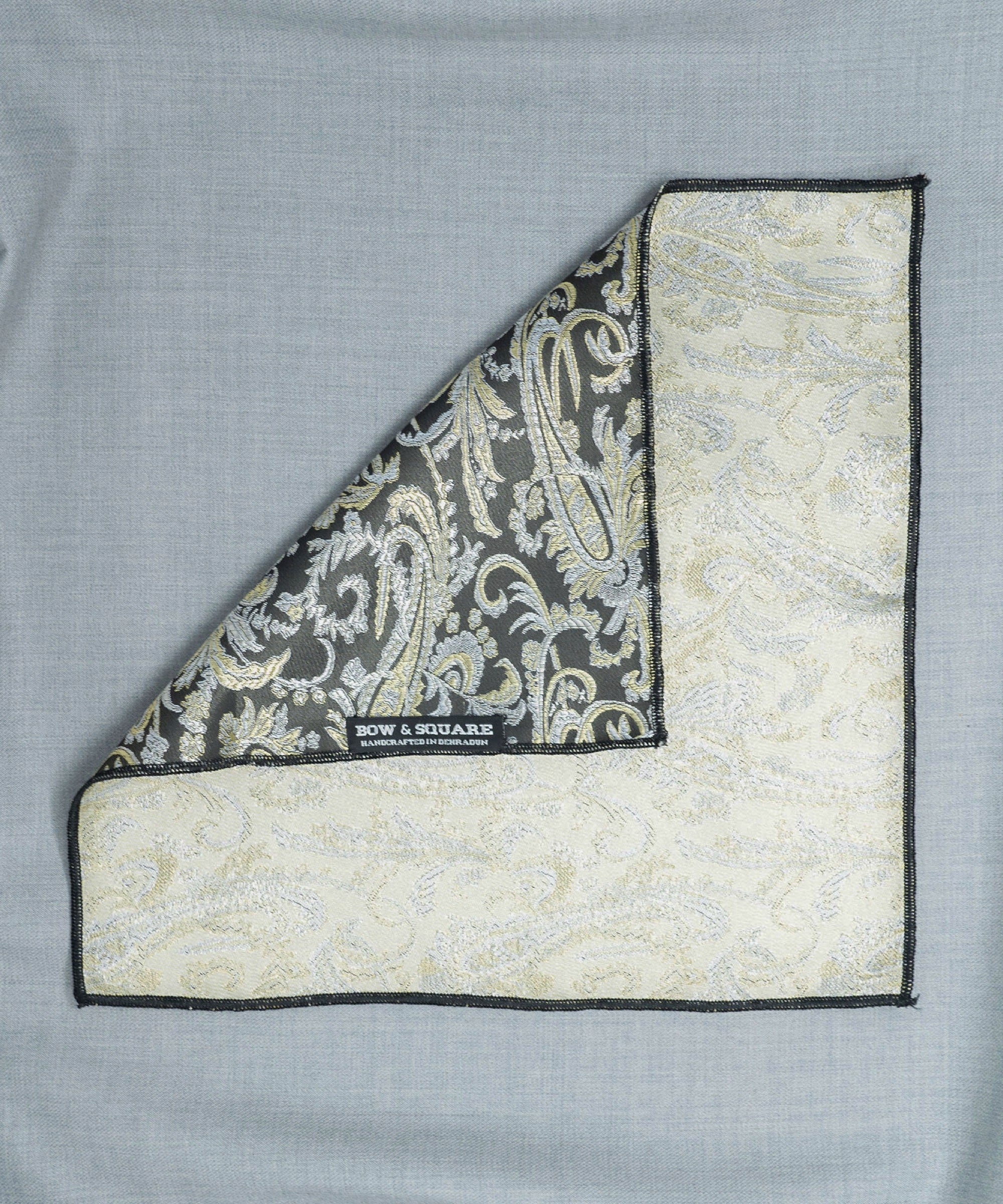 Monochrome Gold Pocket Square – Bow & Square