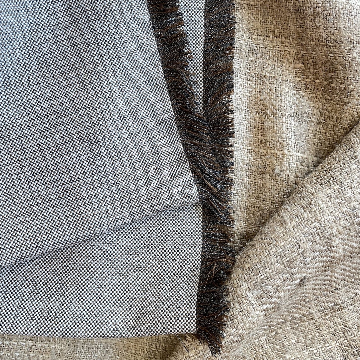 Stone Beige Barleycorn Tweed Scarf
